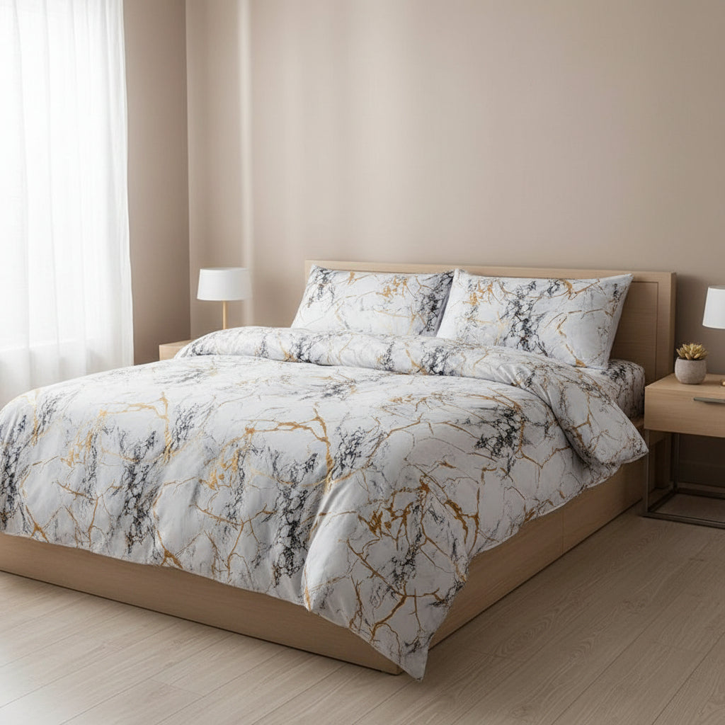 Marble Duvet Cover – Soft and Breathable, Modern Design for Bedroom Decor