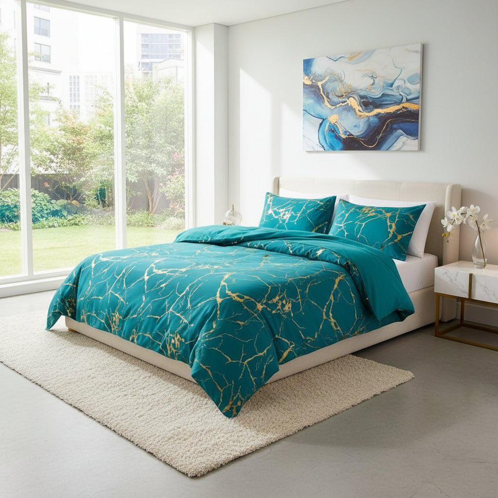Marble Duvet Cover – Soft and Breathable, Modern Design for Bedroom Decor