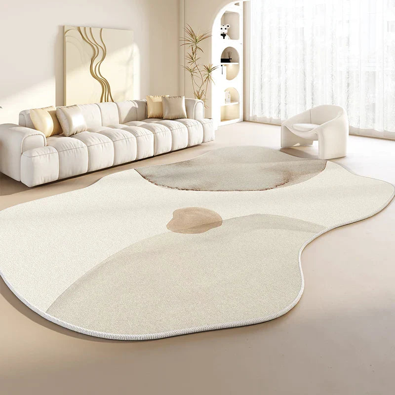 Plush Rug – Minimalist, Irregular Shape for Living Room or Bedroom