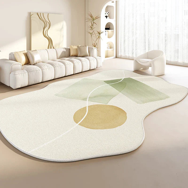 Plush Rug – Minimalist, Irregular Shape for Living Room or Bedroom
