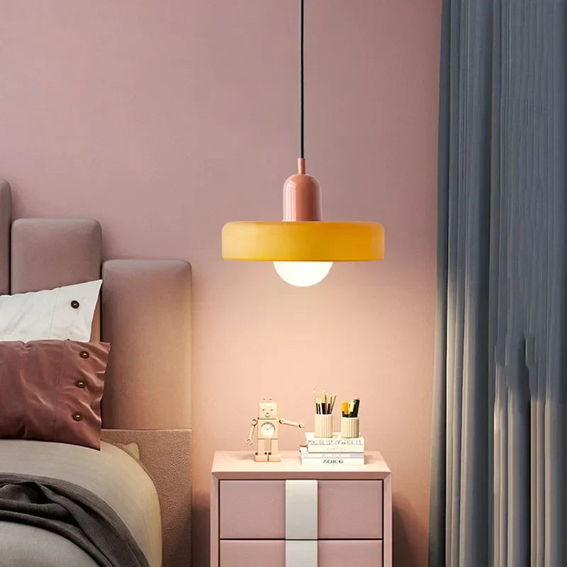 Glass Pendant Lamp – Subtle Colors, Elegant Flower Pot Design for Atmospheric Lighting in Dining Room or Bedroom