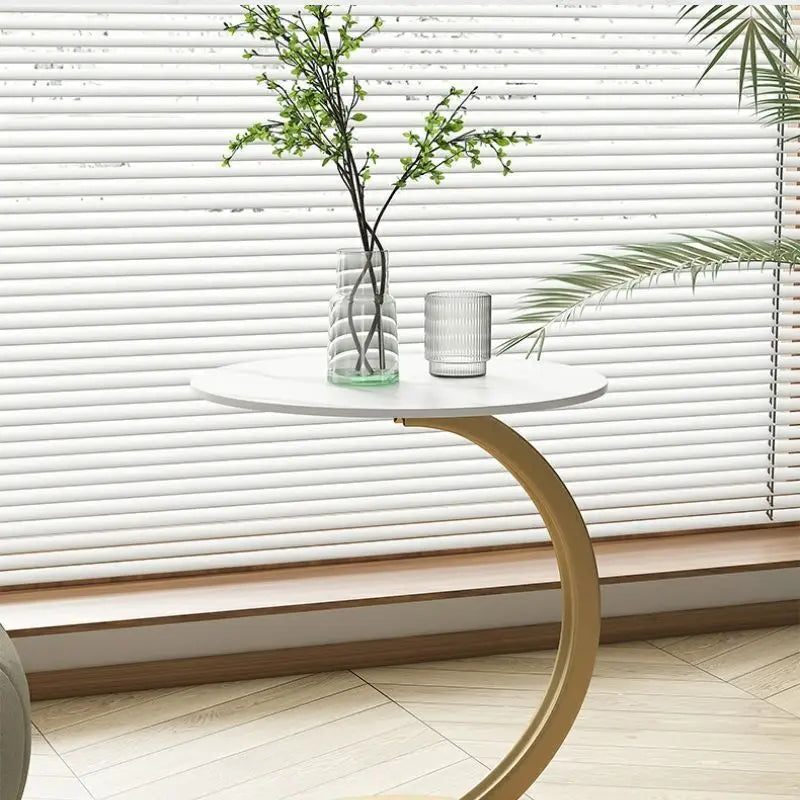 Round Side Table – Wood and Steel, Modern Design for Living Room or Bedroom