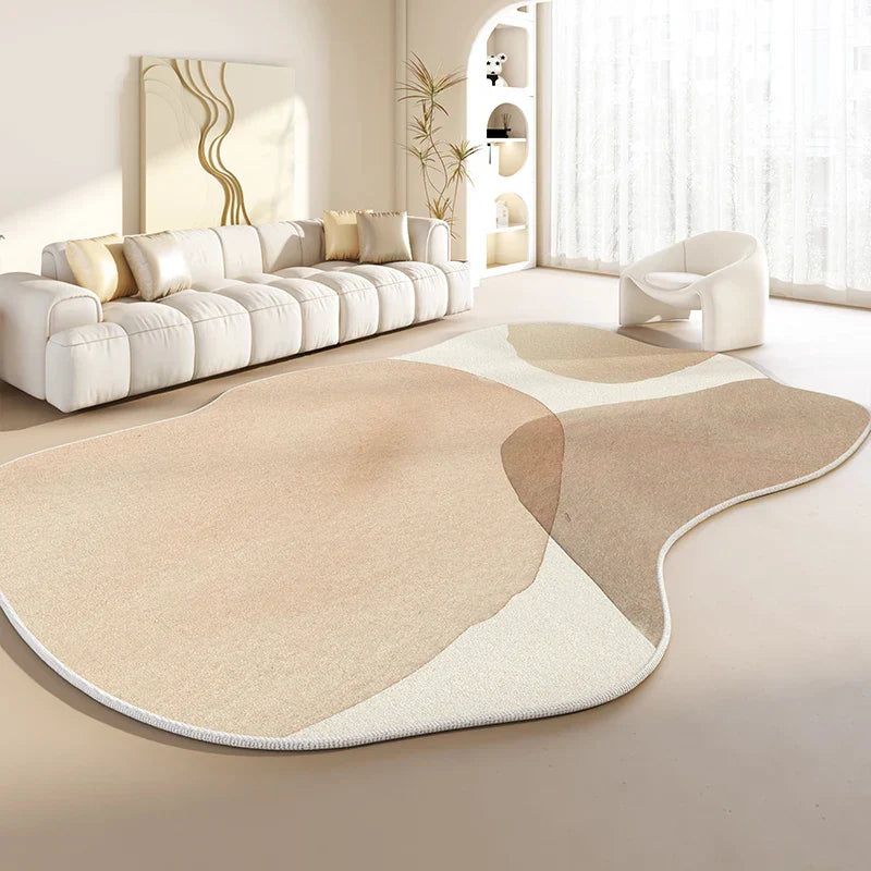 Plush Rug – Minimalist, Irregular Shape for Living Room or Bedroom