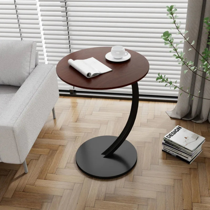 Round Side Table – Wood and Steel, Modern Design for Living Room or Bedroom