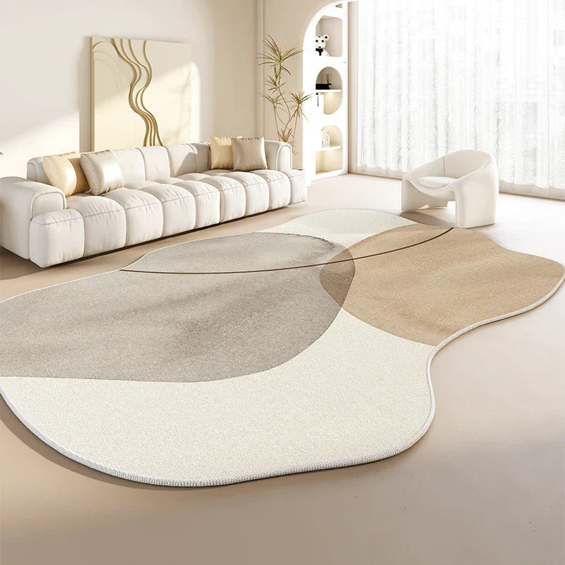 Plush Rug – Minimalist, Irregular Shape for Living Room or Bedroom