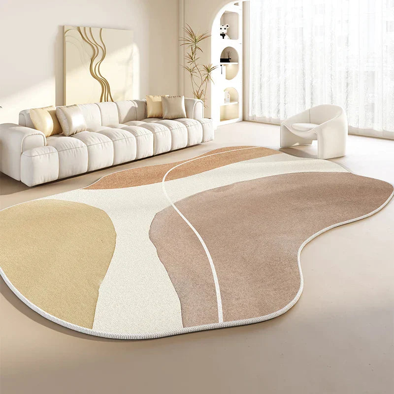 Plush Rug – Minimalist, Irregular Shape for Living Room or Bedroom