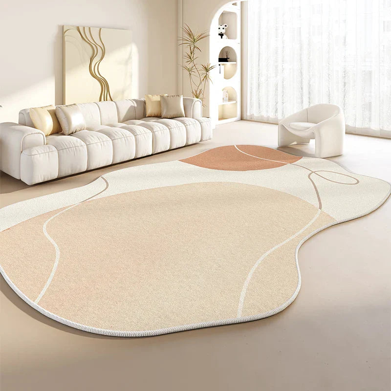 Plush Rug – Minimalist, Irregular Shape for Living Room or Bedroom