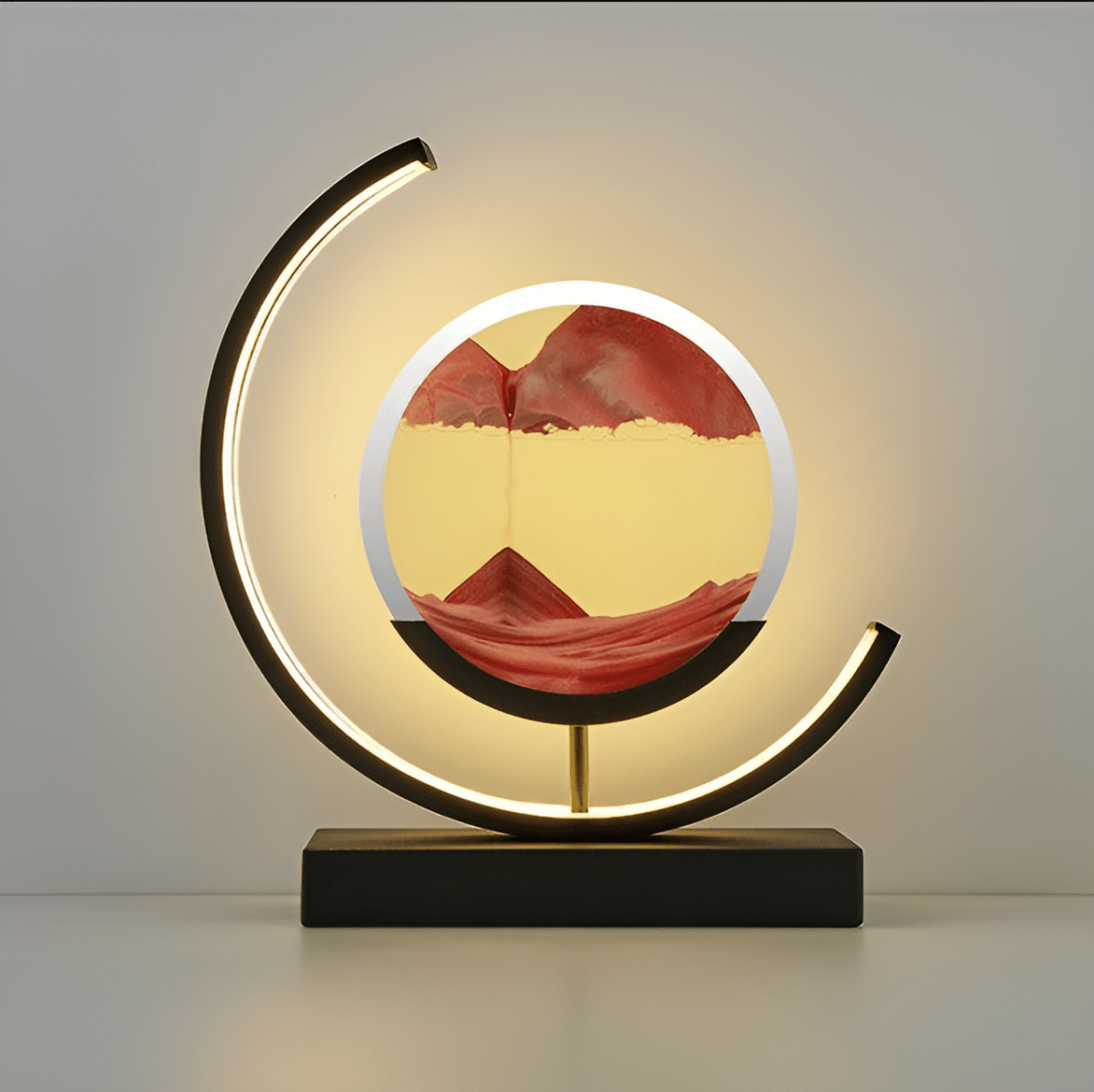 Decorative Lamp – Metal and Lead-Free Glass, Moving Sand with Warm Light for Living Room or Bedroom