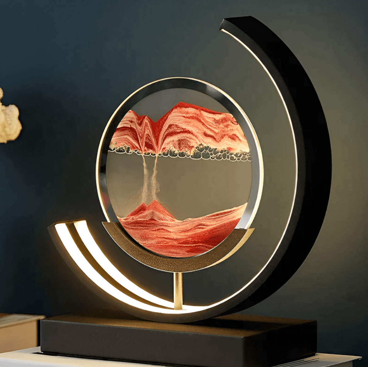 Decorative Lamp – Metal and Lead-Free Glass, Moving Sand with Warm Light for Living Room or Bedroom