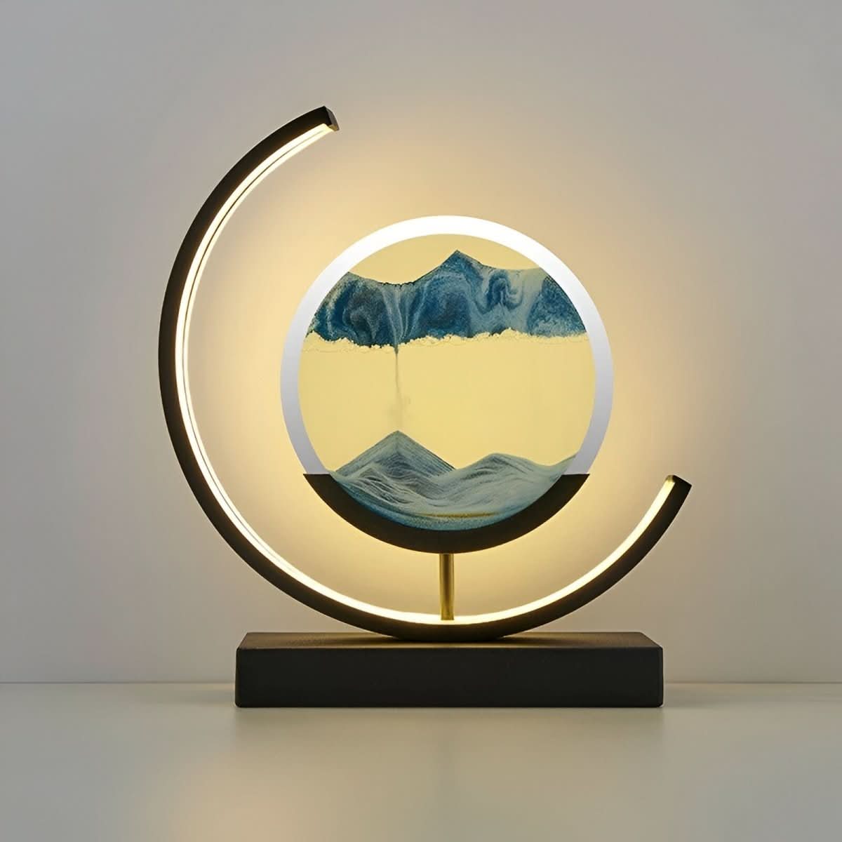 Decorative Lamp – Metal and Lead-Free Glass, Moving Sand with Warm Light for Living Room or Bedroom