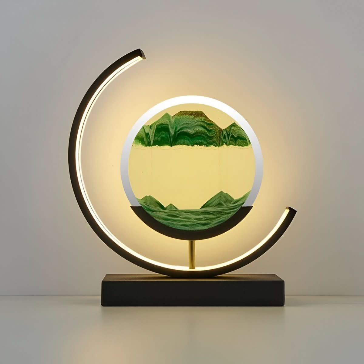 Decorative Lamp – Metal and Lead-Free Glass, Moving Sand with Warm Light for Living Room or Bedroom