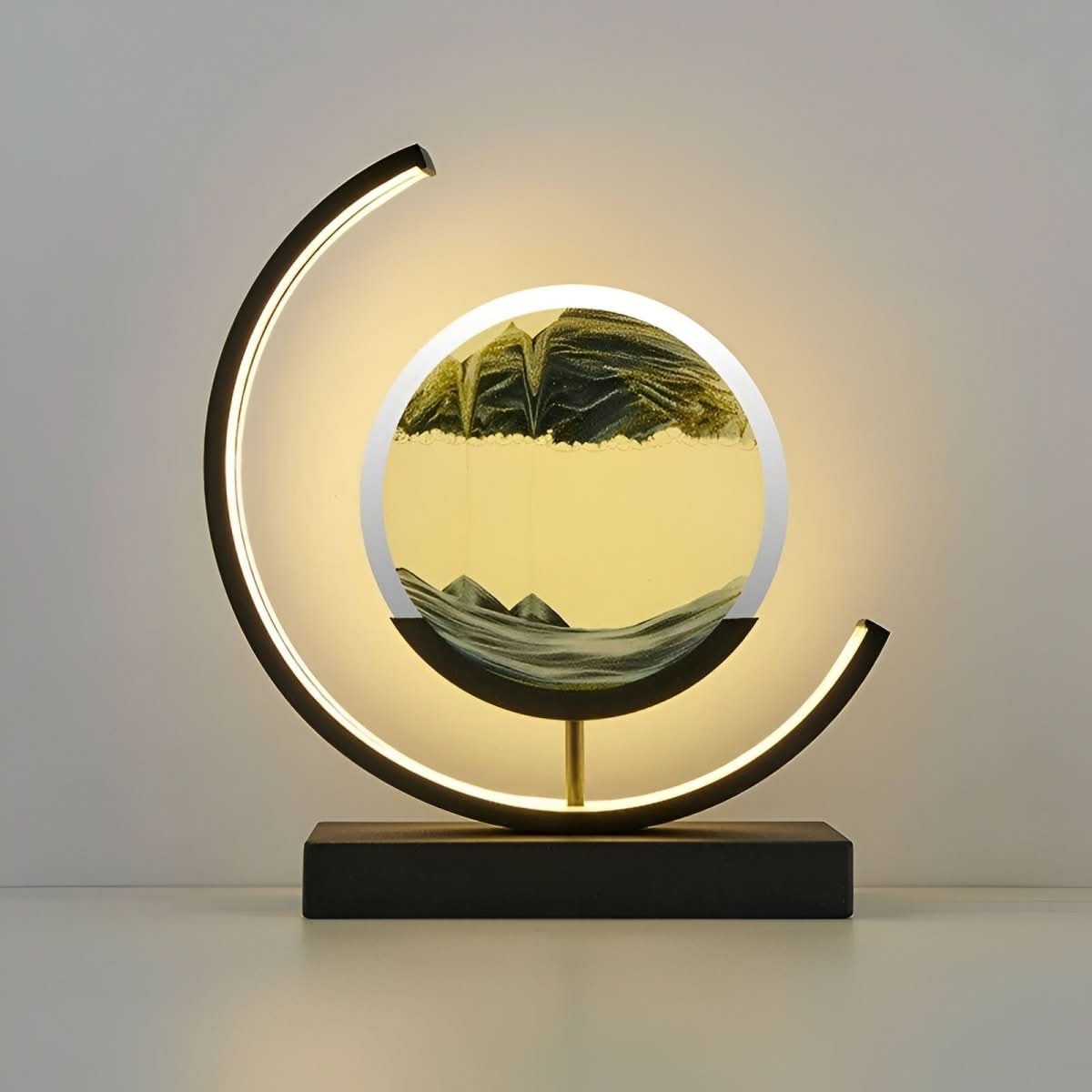 Decorative Lamp – Metal and Lead-Free Glass, Moving Sand with Warm Light for Living Room or Bedroom
