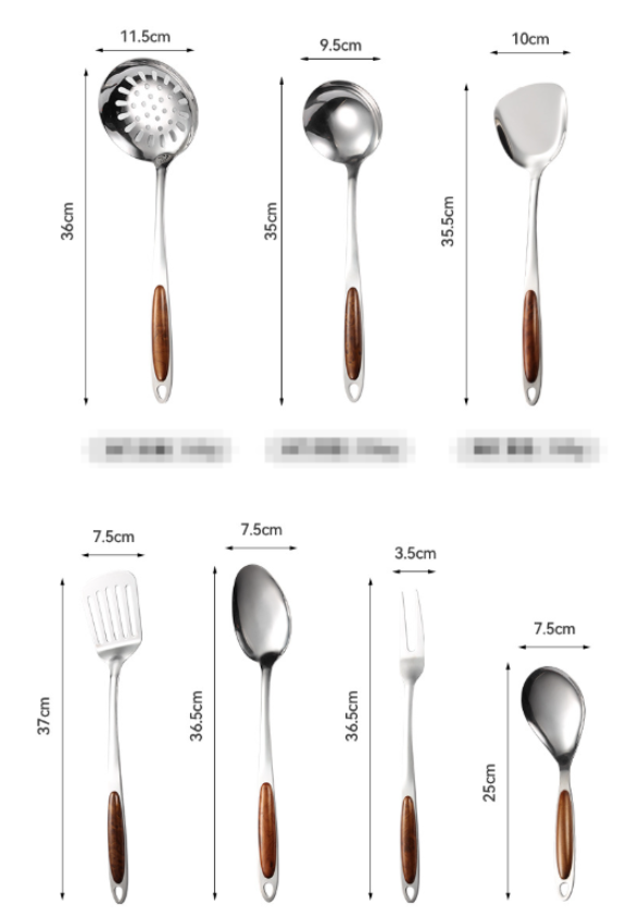 Kitchen Utensil Set – Stainless Steel with Wooden Handles, Elegant Kitchen Accessories for Cooking and Serving