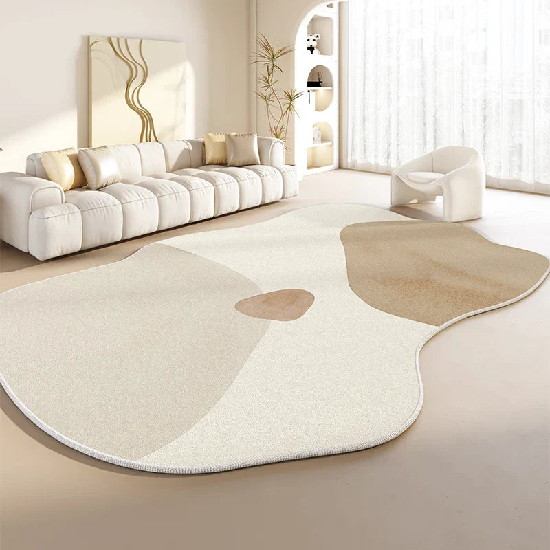 Plush Rug – Minimalist, Irregular Shape for Living Room or Bedroom
