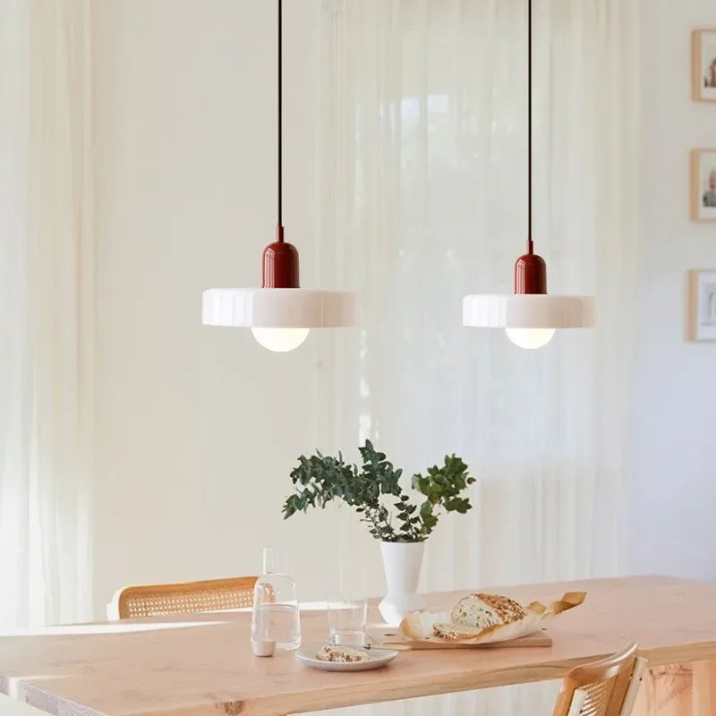 Glass Pendant Lamp – Subtle Colors, Elegant Flower Pot Design for Atmospheric Lighting in Dining Room or Bedroom