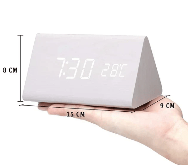 Wooden Desk Clock – Minimalist Design with LED Display and Sound Activation for Living Room or Office