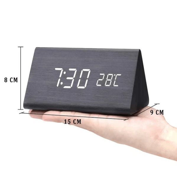 Wooden Desk Clock – Minimalist Design with LED Display and Sound Activation for Living Room or Office