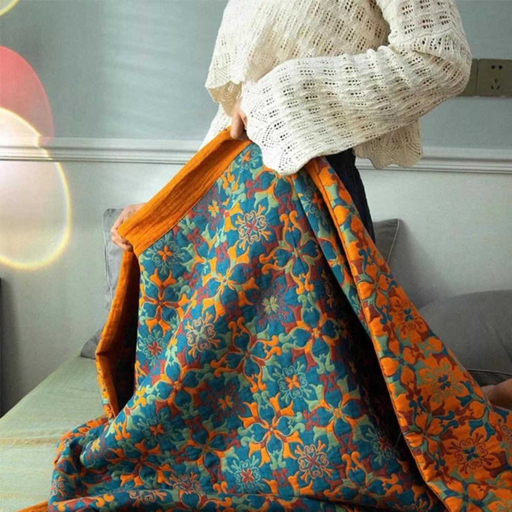 Cotton Blanket – Multicolor, Six-Layer Structure for Bedroom or Living Room
