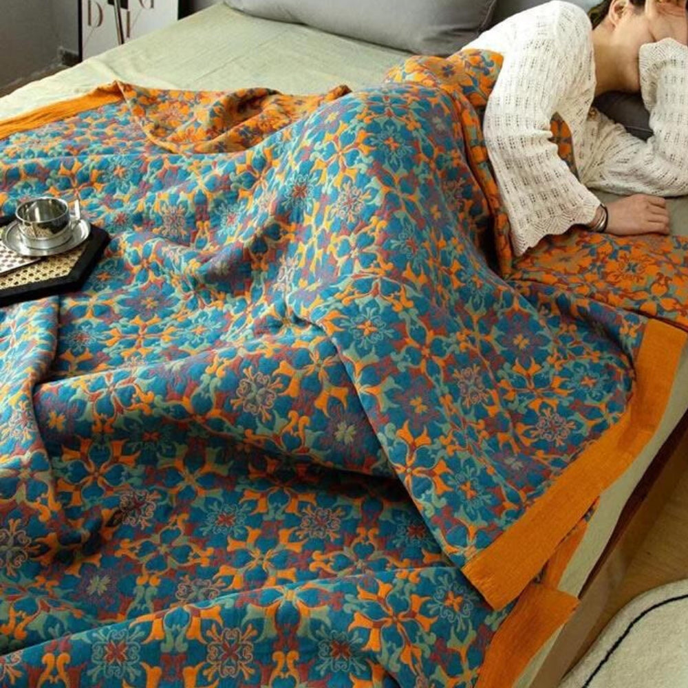 Cotton Blanket – Multicolor, Six-Layer Structure for Bedroom or Living Room