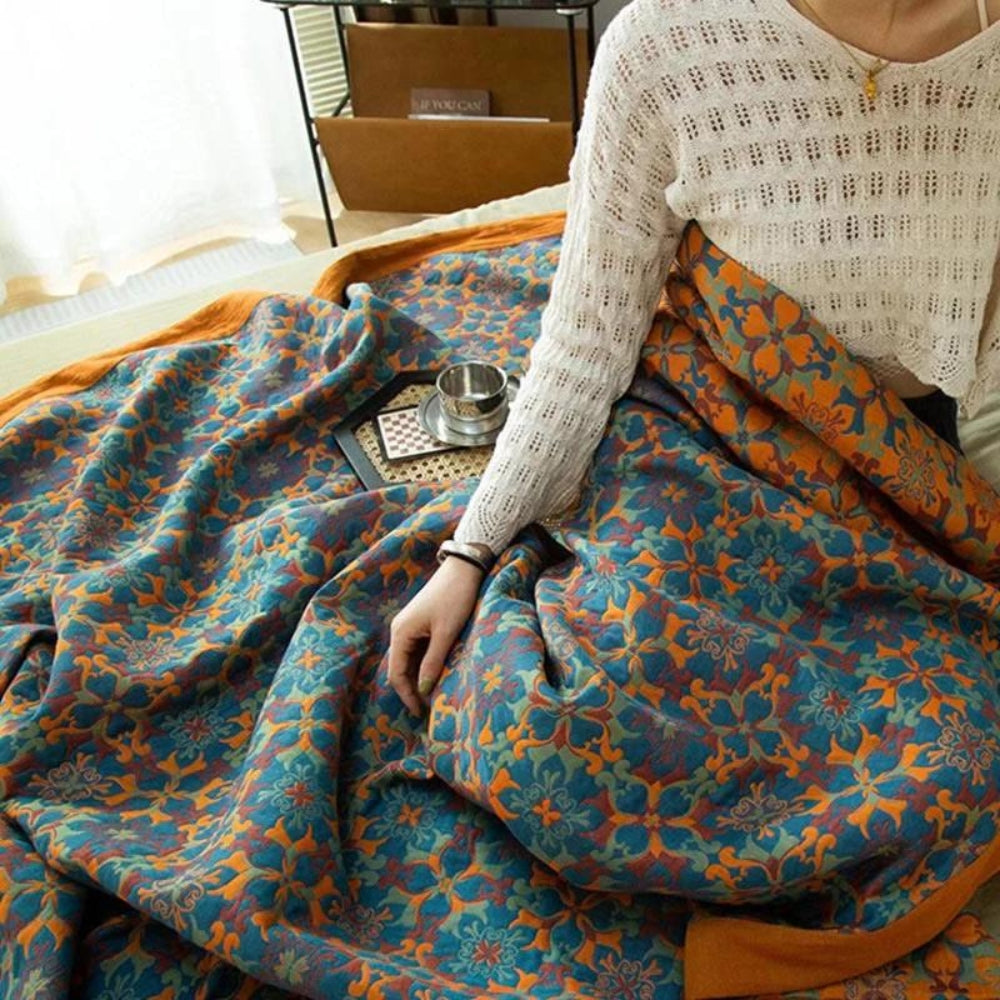 Cotton Blanket – Multicolor, Six-Layer Structure for Bedroom or Living Room