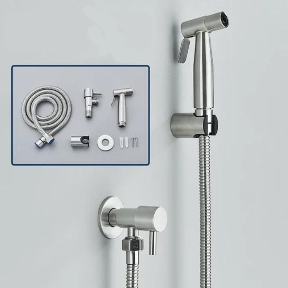 Hand Shower – Stainless Steel, Silver, Modern Design with 1.2 m Hose for Hygienic Use in the Bathroom
