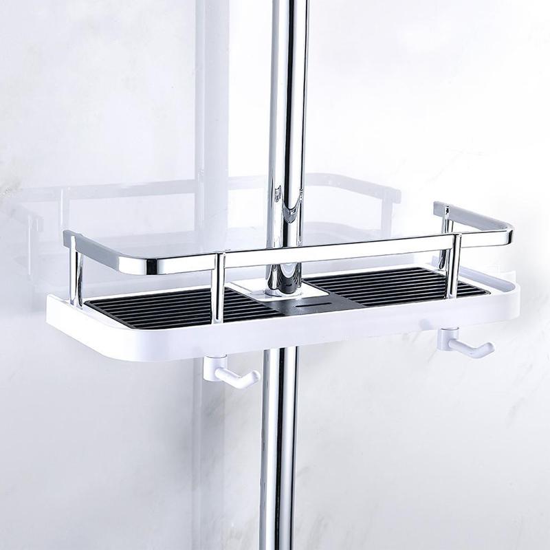 Shower Shelf – White, Compact Design without Drilling for Bathroom Organization