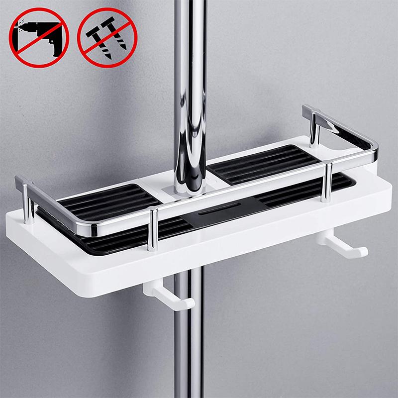 Shower Shelf – White, Compact Design without Drilling for Bathroom Organization