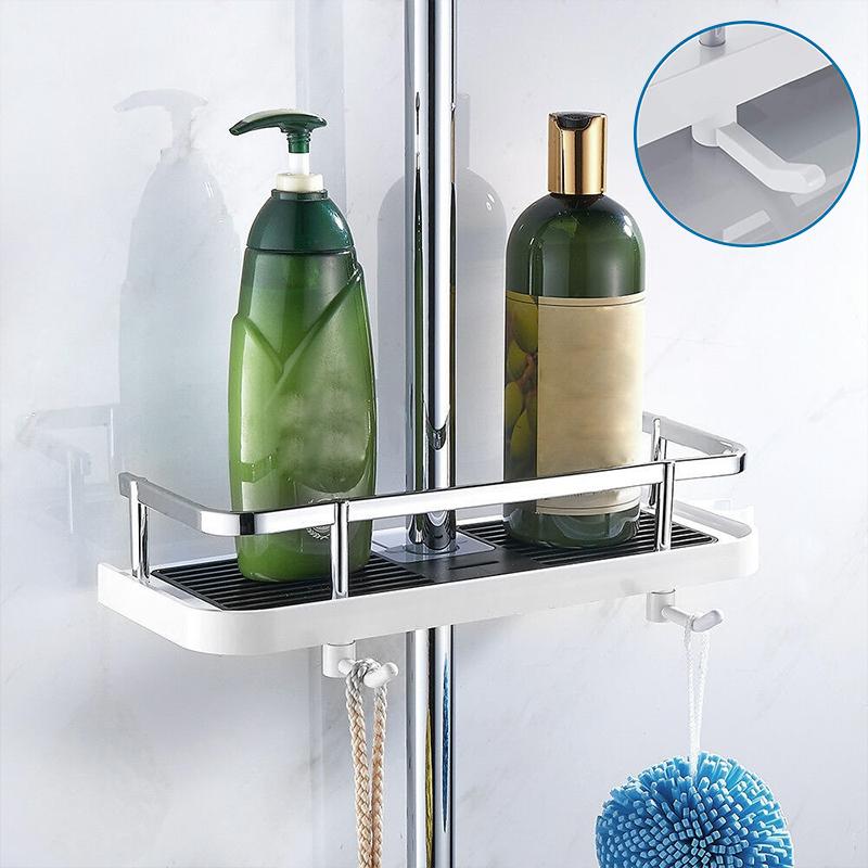 Shower Shelf – White, Compact Design without Drilling for Bathroom Organization