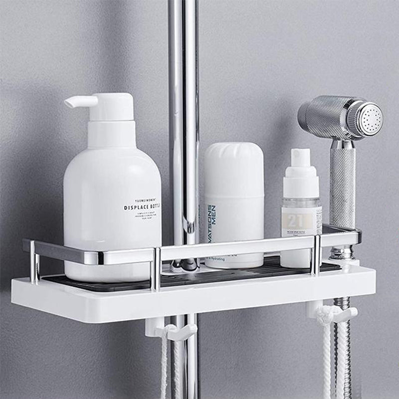 Shower Shelf – White, Compact Design without Drilling for Bathroom Organization
