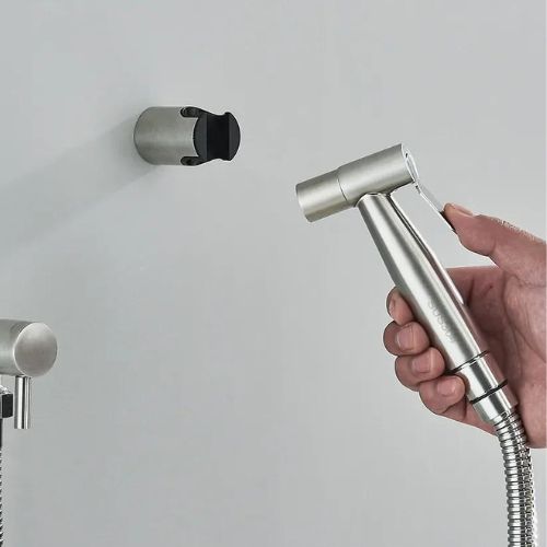 Hand Shower – Stainless Steel, Silver, Modern Design with 1.2 m Hose for Hygienic Use in Bathroom