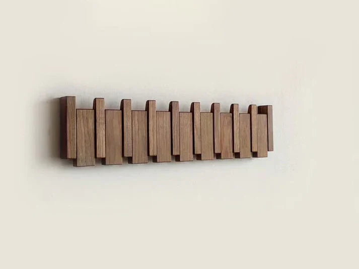 Wooden Coat Rack – Brown, Piano Design for Hallway, Living Room or Bedroom
