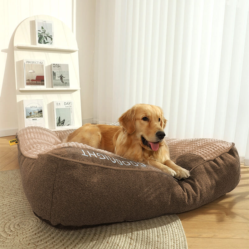 Orthopaedic Dog Bed – Crystal Velvet, Elevated Headrest for Optimal Sleep in Various Sizes