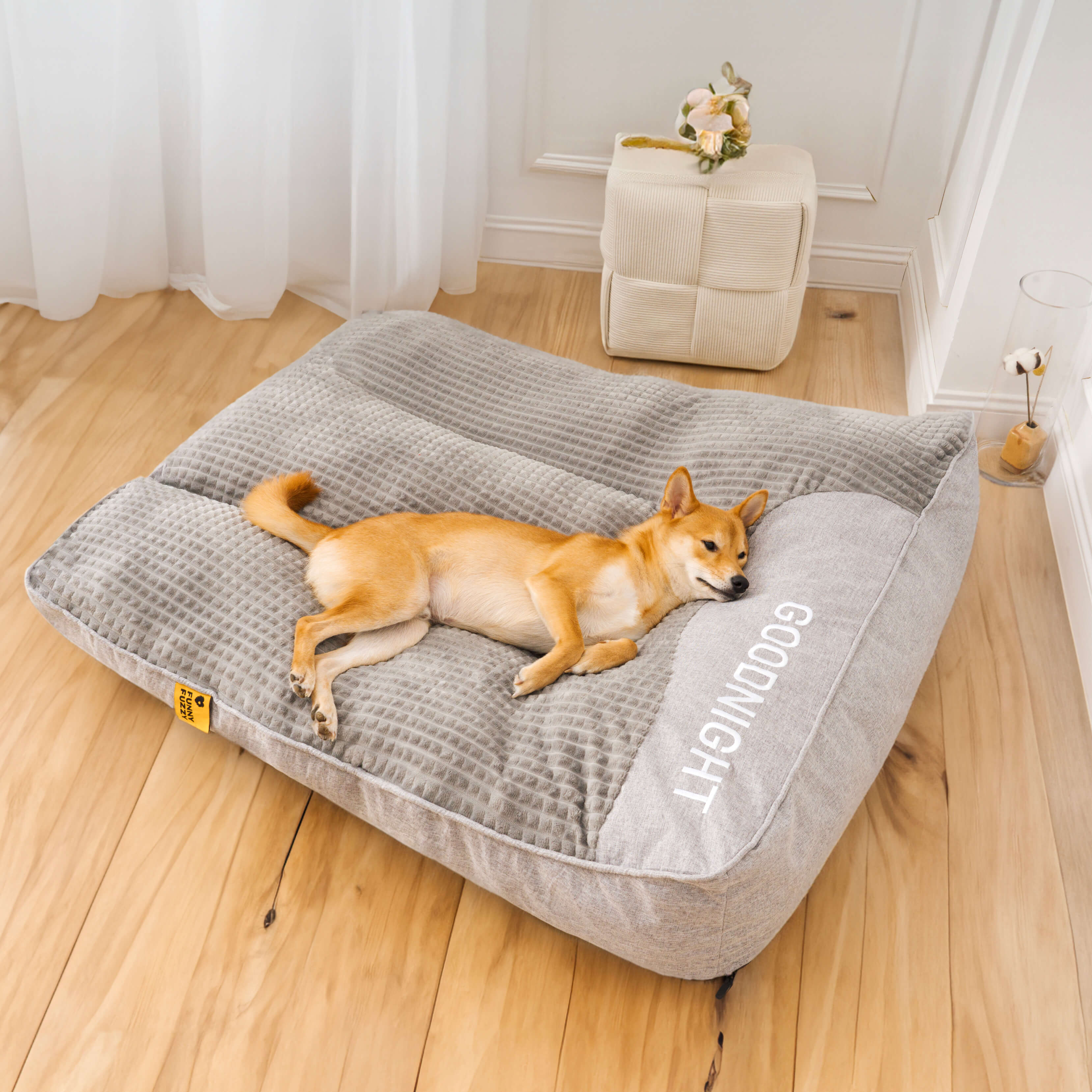 Orthopaedic Dog Bed – Crystal Velvet, Elevated Headrest for Optimal Sleep in Various Sizes