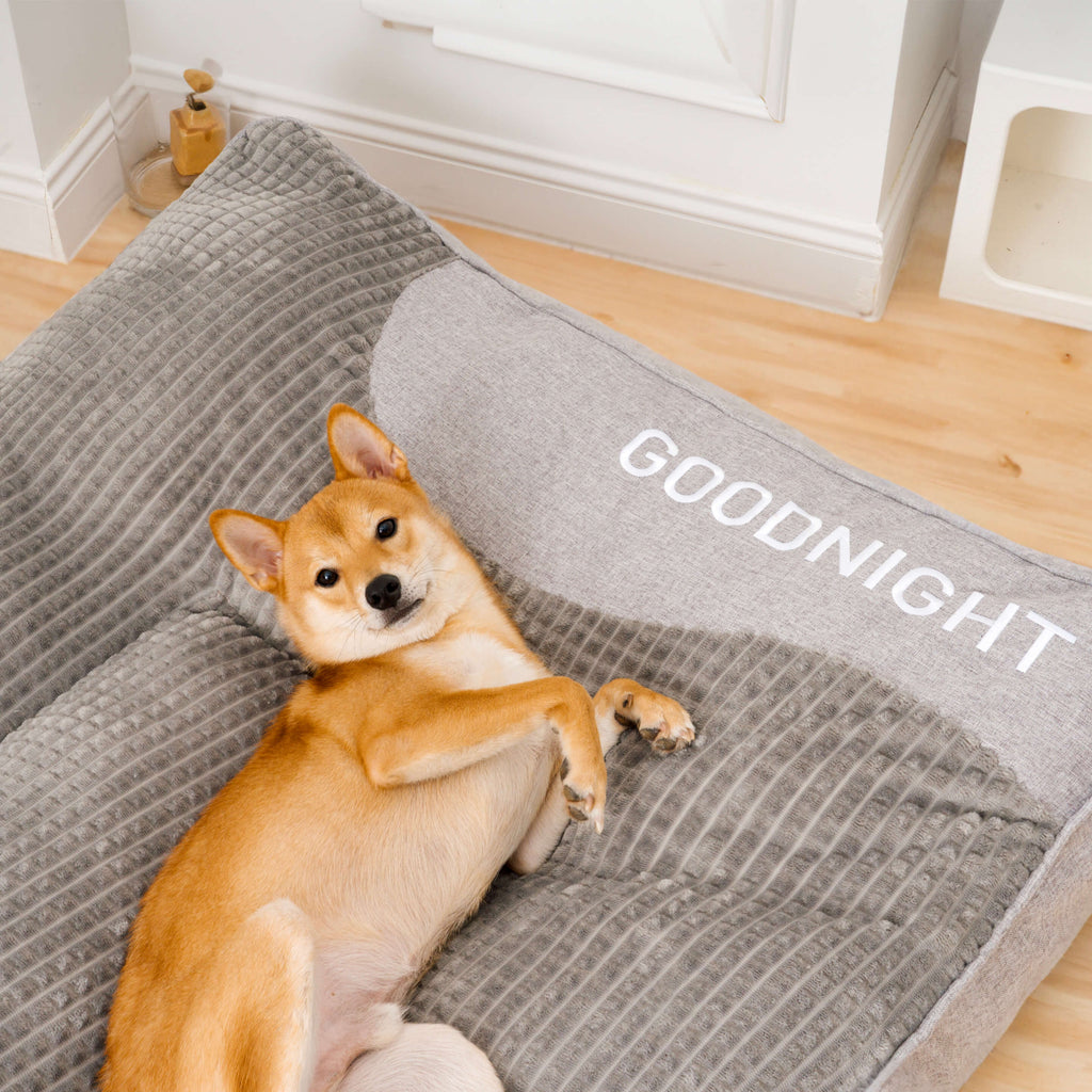 Orthopaedic Dog Bed – Crystal Velvet, Elevated Headrest for Optimal Sleep in Various Sizes