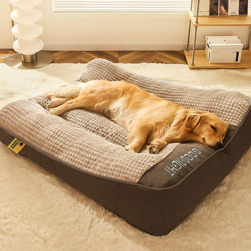Orthopaedic Dog Bed – Crystal Velvet, Elevated Headrest for Optimal Sleep in Various Sizes