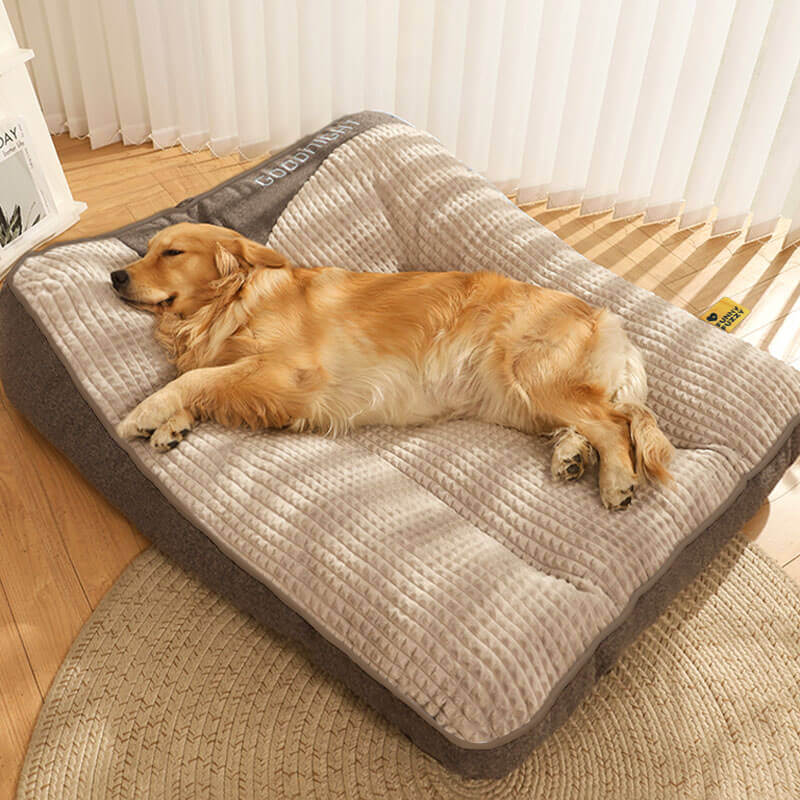 Orthopaedic Dog Bed – Crystal Velvet, Elevated Headrest for Optimal Sleep in Various Sizes
