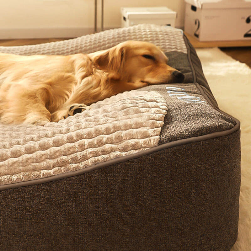 Orthopaedic Dog Bed – Crystal Velvet, Elevated Headrest for Optimal Sleep in Various Sizes