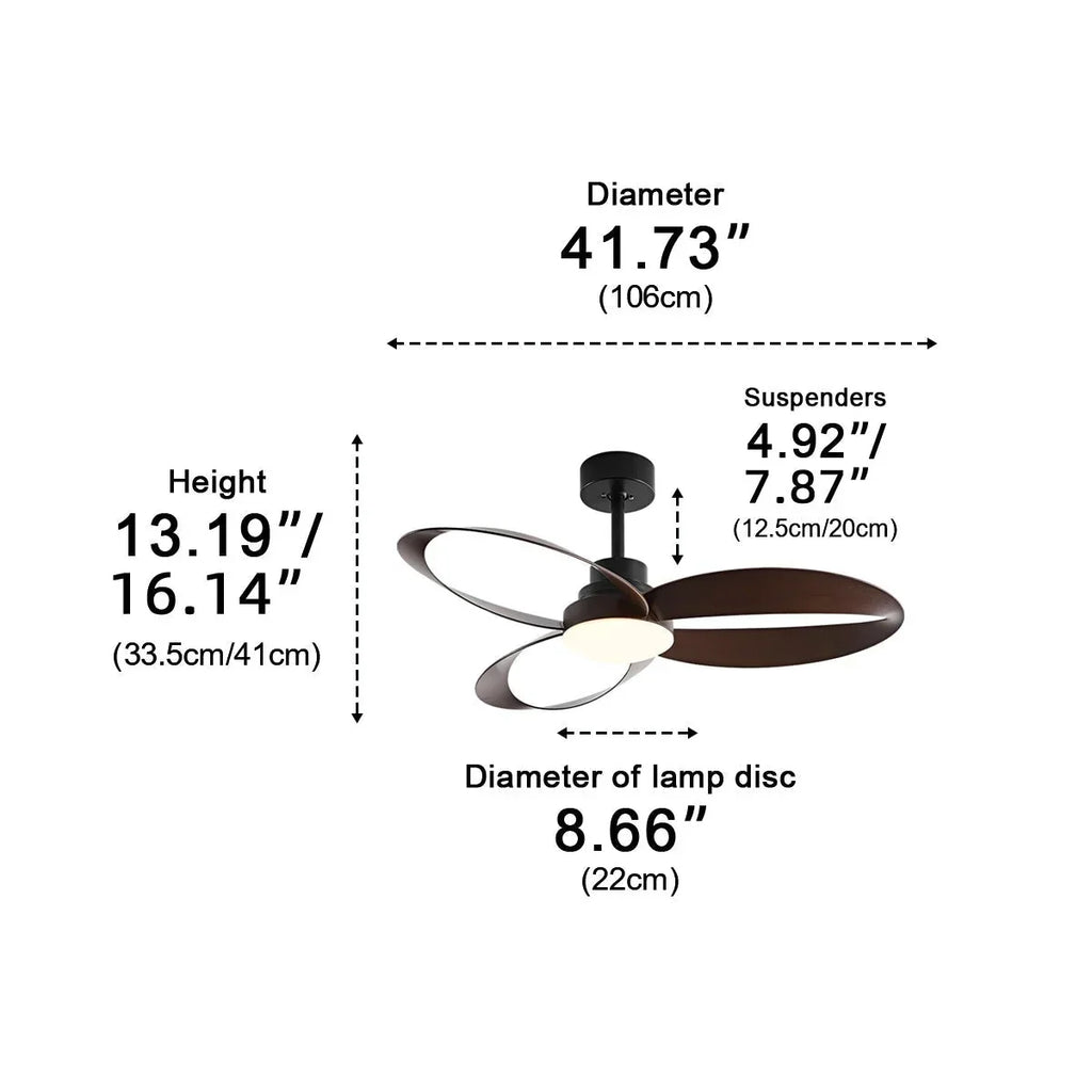 Modern Ceiling Fan – Wooden Blades with Dimmable LED Lighting for Living Room or Bedroom