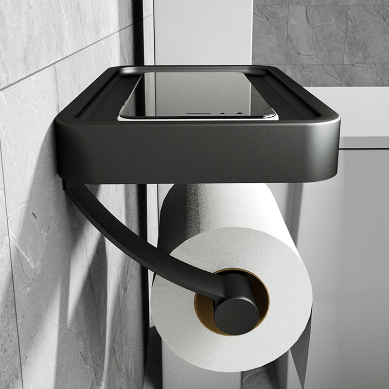 Toilet Paper Holder with Storage Space – Stainless Steel, Minimalist Design for Bathroom or Toilet
