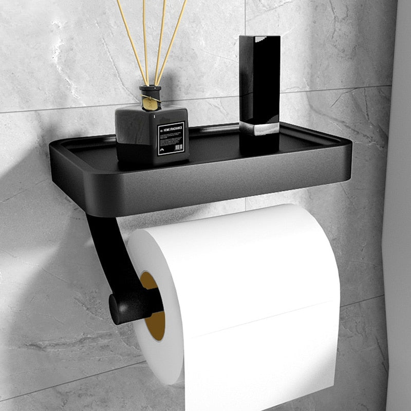 Toilet Paper Holder with Storage Space – Stainless Steel, Minimalist Design for Bathroom or Toilet
