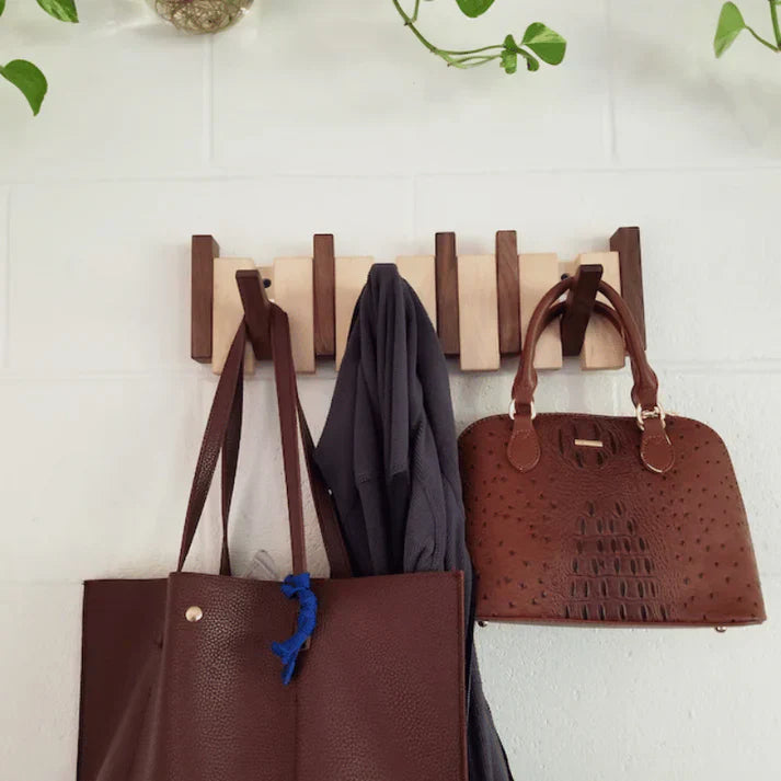 Wooden Coat Rack – Brown, Piano Design for Hallway, Living Room or Bedroom