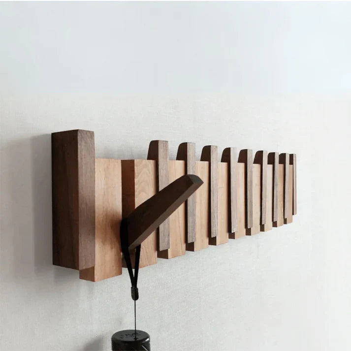 Wooden Coat Rack – Brown, Piano Design for Hallway, Living Room or Bedroom