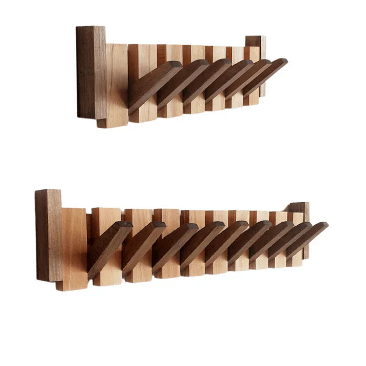Wooden Coat Rack – Brown, Piano Design for Hallway, Living Room or Bedroom